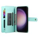 For Samsung Galaxy S23 5G Nine Card-slot Zipper Wallet Bag Leather Phone Case(Mint Green) - 3