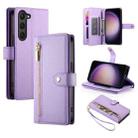 For Samsung Galaxy S23 5G Nine Card-slot Zipper Wallet Bag Leather Phone Case(Purple) - 1