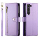 For Samsung Galaxy S23 5G Nine Card-slot Zipper Wallet Bag Leather Phone Case(Purple) - 2