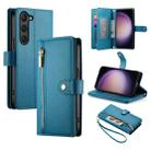 For Samsung Galaxy S23 5G Nine Card-slot Zipper Wallet Bag Leather Phone Case(Blue) - 1