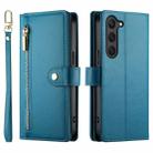 For Samsung Galaxy S23 5G Nine Card-slot Zipper Wallet Bag Leather Phone Case(Blue) - 2
