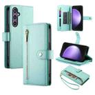 For Samsung Galaxy S23 FE 5G Nine Card-slot Zipper Wallet Bag Leather Phone Case(Mint Green) - 1