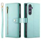 For Samsung Galaxy S23 FE 5G Nine Card-slot Zipper Wallet Bag Leather Phone Case(Mint Green) - 2