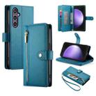 For Samsung Galaxy S23 FE 5G Nine Card-slot Zipper Wallet Bag Leather Phone Case(Blue) - 1