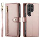 For Samsung Galaxy S23 Ultra 5G Nine Card-slot Zipper Wallet Bag Leather Phone Case(Pink) - 2