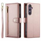 For Samsung Galaxy S24 5G Nine Card-slot Zipper Wallet Bag Leather Phone Case(Pink) - 2