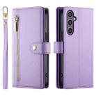 For Samsung Galaxy S24 5G Nine Card-slot Zipper Wallet Bag Leather Phone Case(Purple) - 2