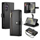 For Samsung Galaxy S24 5G Nine Card-slot Zipper Wallet Bag Leather Phone Case(Black) - 1