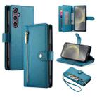 For Samsung Galaxy S24 5G Nine Card-slot Zipper Wallet Bag Leather Phone Case(Blue) - 1