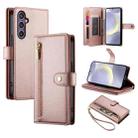 For Samsung Galaxy S24+ 5G Nine Card-slot Zipper Wallet Bag Leather Phone Case(Pink) - 1