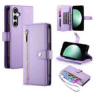 For Samsung Galaxy S24 FE 5G Nine Card-slot Zipper Wallet Bag Leather Phone Case(Purple) - 1