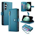 For Samsung Galaxy S24 FE 5G Nine Card-slot Zipper Wallet Bag Leather Phone Case(Blue) - 1