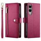For Samsung Galaxy S25 Edge 5G Nine Card-slot Zipper Wallet Bag Leather Phone Case(Red) - 2