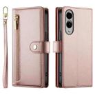For Samsung Galaxy S25 Edge 5G Nine Card-slot Zipper Wallet Bag Leather Phone Case(Pink) - 2