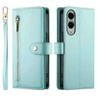 For Samsung Galaxy S25 Edge 5G Nine Card-slot Zipper Wallet Bag Leather Phone Case(Mint Green) - 2