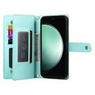For Samsung Galaxy S25 Edge 5G Nine Card-slot Zipper Wallet Bag Leather Phone Case(Mint Green) - 3