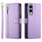 For Samsung Galaxy S25 Edge 5G Nine Card-slot Zipper Wallet Bag Leather Phone Case(Purple) - 2
