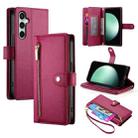 For Samsung Galaxy S25 FE 5G Nine Card-slot Zipper Wallet Bag Leather Phone Case(Red) - 1