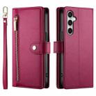 For Samsung Galaxy S25 FE 5G Nine Card-slot Zipper Wallet Bag Leather Phone Case(Red) - 2