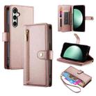 For Samsung Galaxy S25 FE 5G Nine Card-slot Zipper Wallet Bag Leather Phone Case(Pink) - 1