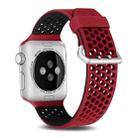 For Apple Watch Series 7 45mm / 6 & SE & 5 & 4 44mm / 3 & 2 & 1 42mm Two-tone Honeycomb Breathable Silicone Watch Band(Red Black) - 1