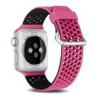 For Apple Watch Series 7 45mm / 6 & SE & 5 & 4 44mm / 3 & 2 & 1 42mm Two-tone Honeycomb Breathable Silicone Watch Band(Pink Black) - 1