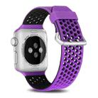 For Apple Watch Series 7 45mm / 6 & SE & 5 & 4 44mm / 3 & 2 & 1 42mm Two-tone Honeycomb Breathable Silicone Watch Band(Purple Black) - 1