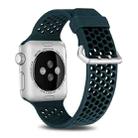 For Apple Watch Series 7 45mm / 6 & SE & 5 & 4 44mm / 3 & 2 & 1 42mm Two-tone Honeycomb Breathable Silicone Watch Band(Deep Green) - 1