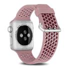 For Apple Watch Series 7 45mm / 6 & SE & 5 & 4 44mm / 3 & 2 & 1 42mm Two-tone Honeycomb Breathable Silicone Watch Band(Light Pink) - 1