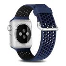 For Apple Watch Series 8&7 41mm / SE 2&6&SE&5&4 40mm / 3&2&1 38mm Two-tone Honeycomb Breathable Silicone Watch Band(Blue Black) - 1