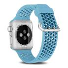 For Apple Watch Series 8&7 41mm / SE 2&6&SE&5&4 40mm / 3&2&1 38mm Two-tone Honeycomb Breathable Silicone Watch Band(Light Blue) - 1