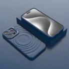 For iPhone 15 Pro Max Lens Frame Bracket Corrugated MagSafe Phone Case(Dark Blue) - 2