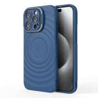 For iPhone 15 Pro Max Lens Frame Bracket Corrugated MagSafe Phone Case(Dark Blue) - 3