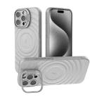 For iPhone 16 Pro Max Lens Frame Bracket Corrugated MagSafe Phone Case(Grey) - 1