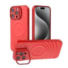 For iPhone 16 Pro Max Lens Frame Bracket Corrugated MagSafe Phone Case(Red) - 1