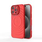 For iPhone 16 Pro Max Lens Frame Bracket Corrugated MagSafe Phone Case(Red) - 3