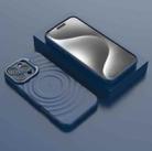 For iPhone 16 Pro Max Lens Frame Bracket Corrugated MagSafe Phone Case(Dark Blue) - 2