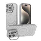 For iPhone 16 Pro Lens Frame Bracket Corrugated MagSafe Phone Case(Grey) - 1