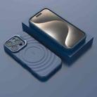 For iPhone 16 Pro Lens Frame Bracket Corrugated MagSafe Phone Case(Dark Blue) - 2