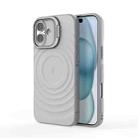 For iPhone 16 Plus Lens Frame Bracket Corrugated MagSafe Phone Case(Grey) - 3