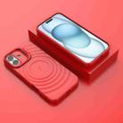 For iPhone 16 Plus Lens Frame Bracket Corrugated MagSafe Phone Case(Red) - 2