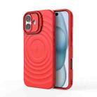 For iPhone 16 Plus Lens Frame Bracket Corrugated MagSafe Phone Case(Red) - 3