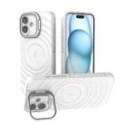 For iPhone 16 Plus Lens Frame Bracket Corrugated MagSafe Phone Case(White) - 1