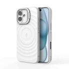 For iPhone 16 Plus Lens Frame Bracket Corrugated MagSafe Phone Case(White) - 3