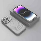 For iPhone 15 Pro Lens Frame Bracket Corrugated MagSafe Phone Case(Grey) - 2