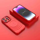 For iPhone 15 Pro Lens Frame Bracket Corrugated MagSafe Phone Case(Red) - 2