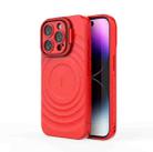 For iPhone 15 Pro Lens Frame Bracket Corrugated MagSafe Phone Case(Red) - 3