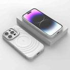 For iPhone 15 Pro Lens Frame Bracket Corrugated MagSafe Phone Case(White) - 2