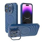 For iPhone 15 Pro Lens Frame Bracket Corrugated MagSafe Phone Case(Dark Blue) - 1