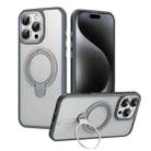 For iPhone 16 Pro Max Double Ring MagSafe Magnetic Holder Phone Case(Matte Grey) - 1